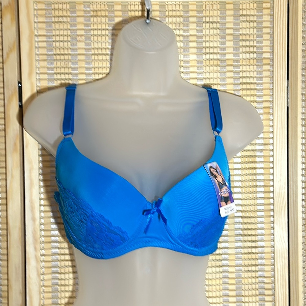 Fude Bright Blue Underwire Lightly Padded Bra New With Tags 36DD